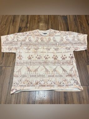 Vtg AOP Walt Disney World Shirt Mens 2XL Kilimanjaro Safaris Short Sleeve Tee